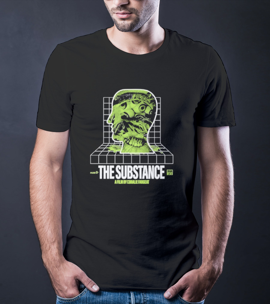 The Substance A Film By Coralie Fargeat MUDB Grand Studio Head On Grid With Eye And Mouth T-Shirt