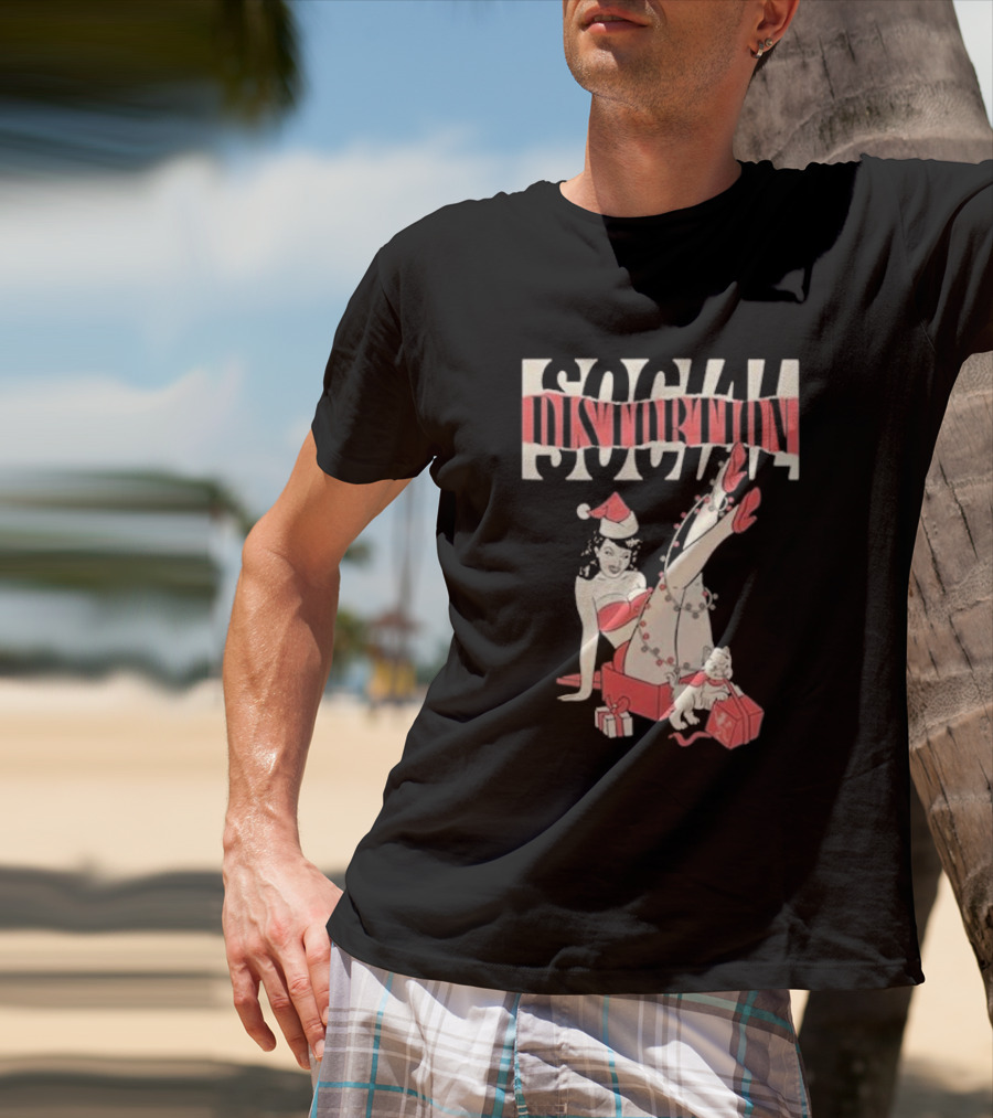 Social Distortion Holiday Pinup Torn Logo Santa Hat Retro Gifts T-Shirt