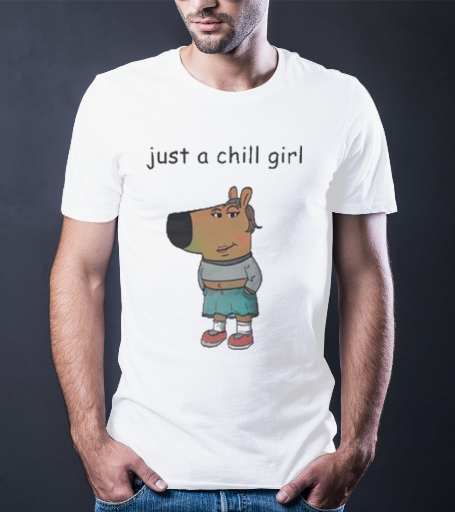 Just A Chill Girl Wearing Character With Crossed Arms And Sneakers T-Shirt