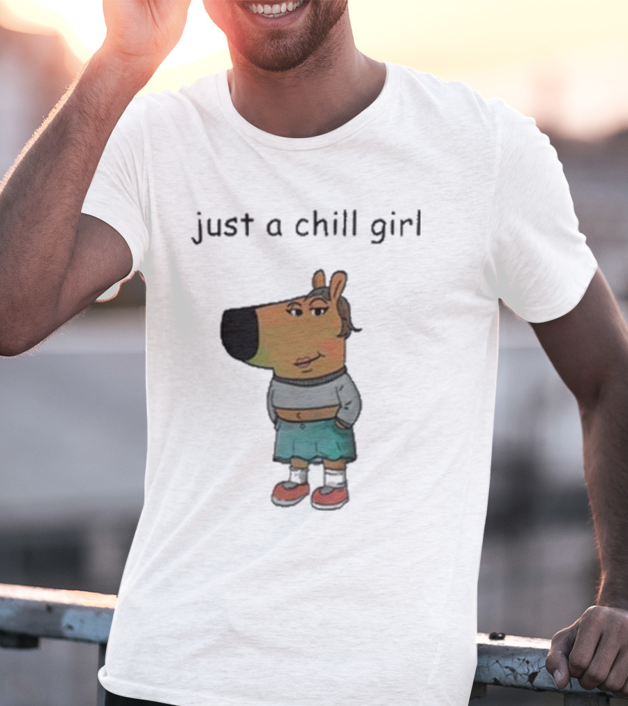 Just A Chill Girl Wearing Character With Crossed Arms And Sneakers T-Shirt