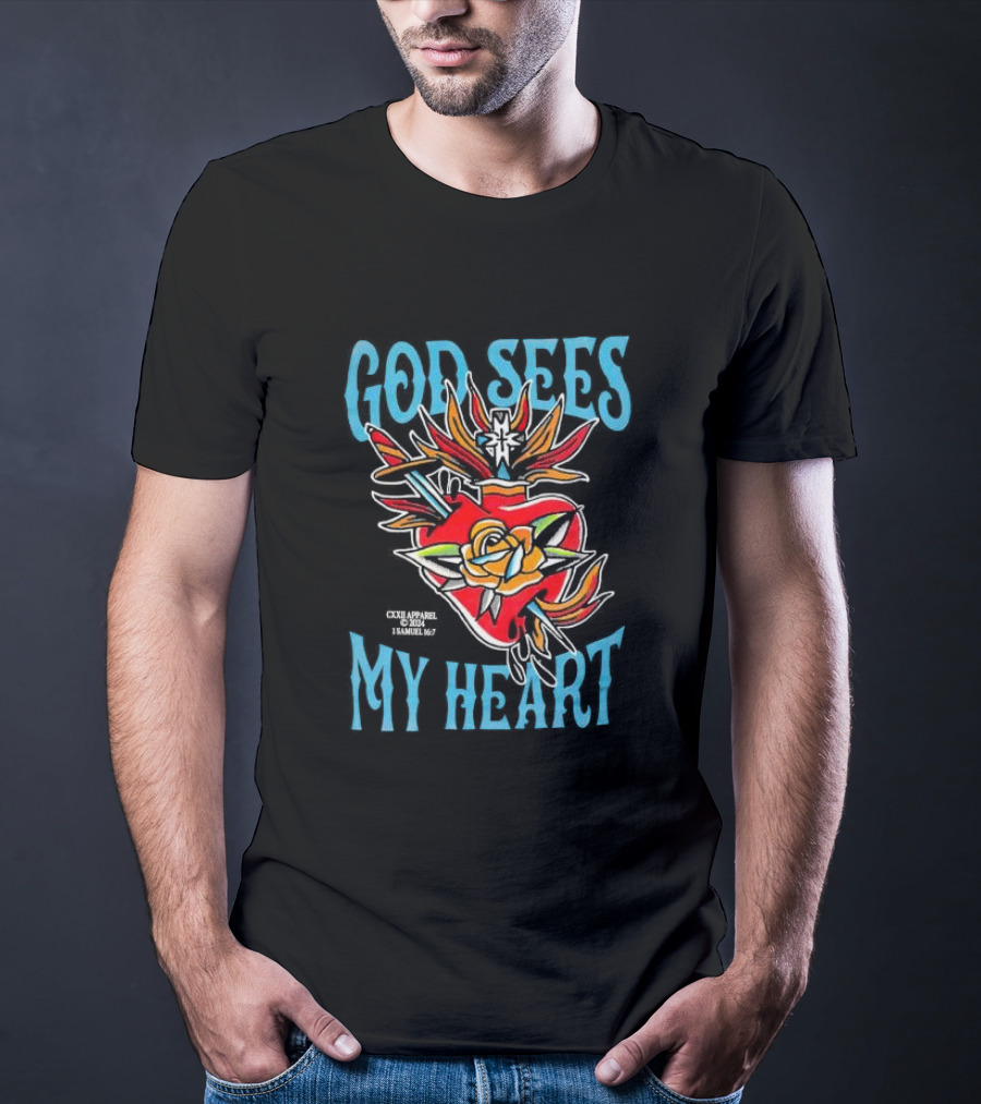 God Sees My Heart Sacred Rose 1 Samuel 16:7 Bright Traditional T-Shirt