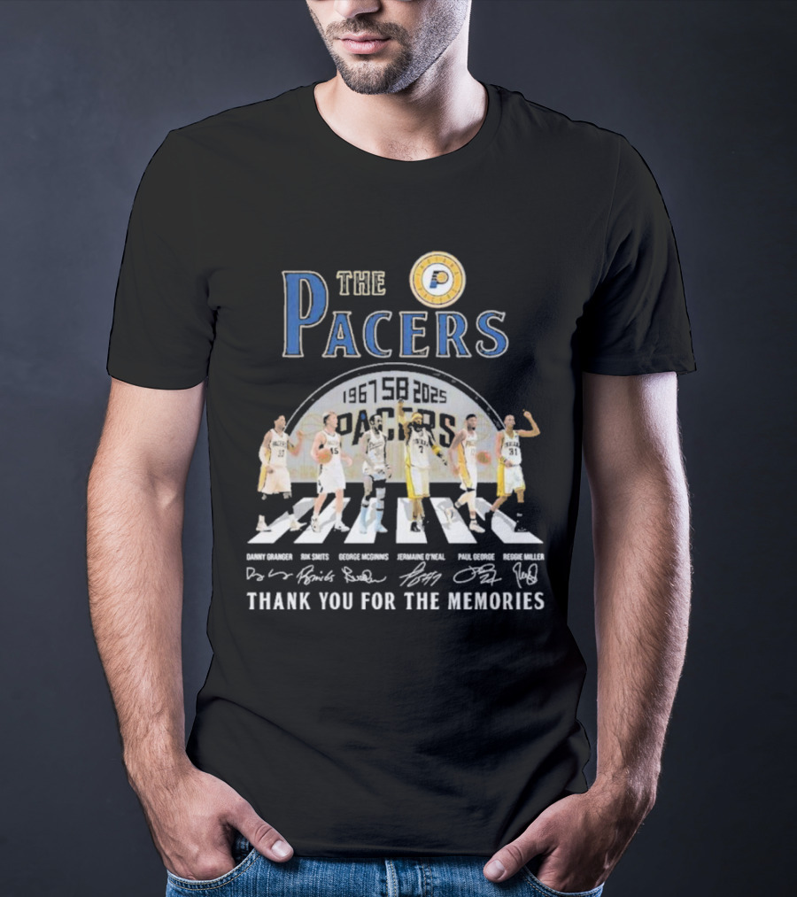 The Pacers 1967-2025 Thank You For The Memories Danny Granger Rik Smits George McGinnis Jermaine O'Neal Paul George Reggie Miller T-Shirt