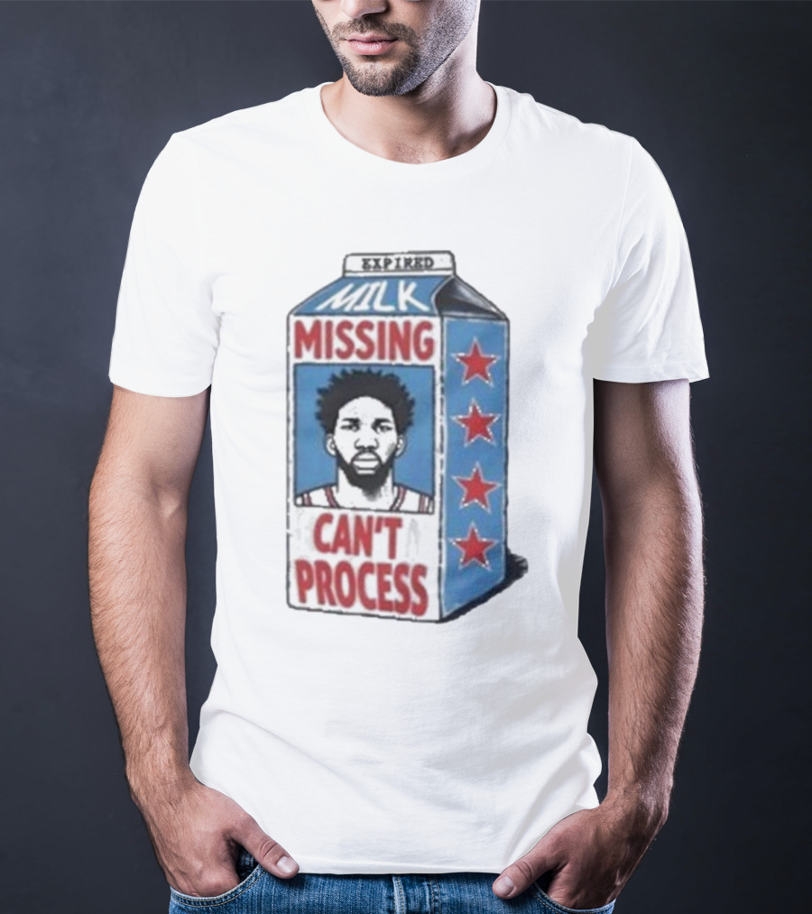 Joel Embiid Expired Milk Carton Missing Can't Process Philly Stars T-Shirt