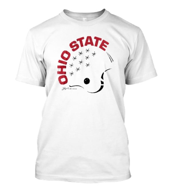 Ohio State Football Helmet Bold Buckeye Leaf T-Shirt