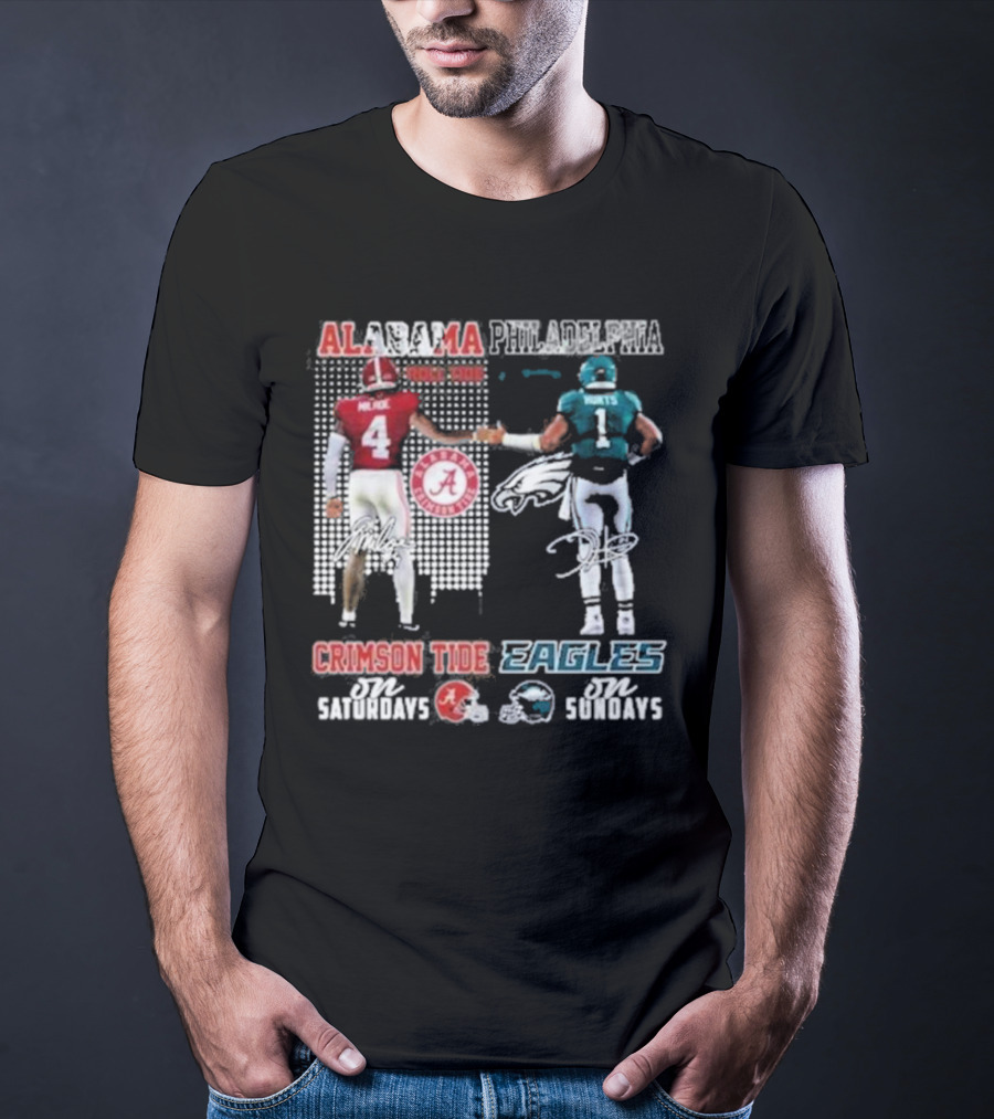 Alabama Crimson Tide Saturdays Philadelphia Eagles Sundays Signature T-Shirt
