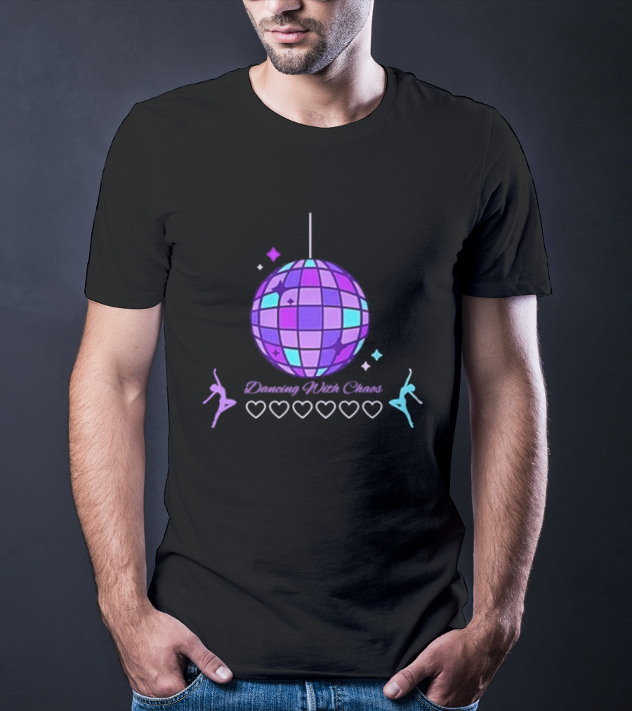 Dancing With Chaos Purple Disco Ball Icons And Dancers T-Shirt