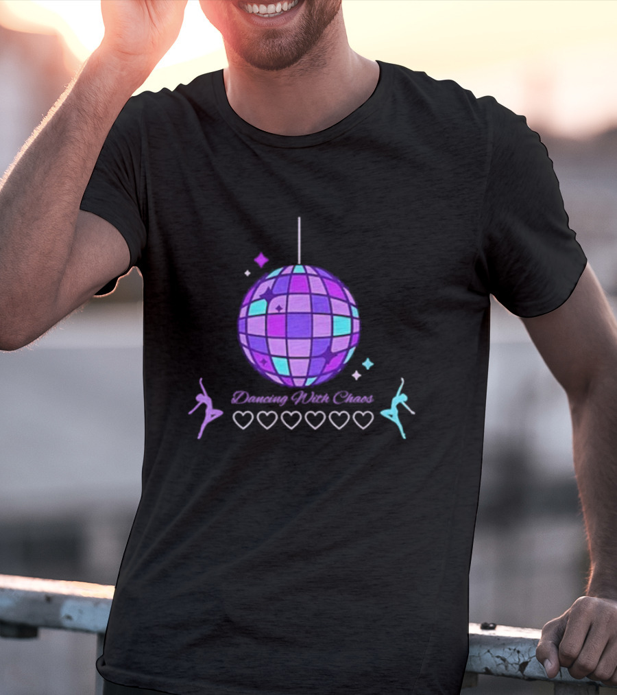 Dancing With Chaos Purple Disco Ball Icons And Dancers T-Shirt