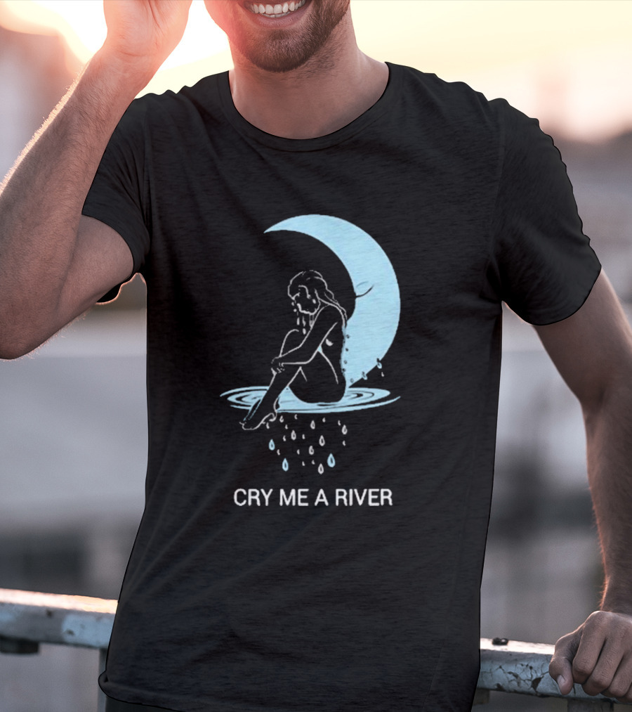 Sean Robinson Cry Me A River Sitting Figure Moon And Water Droplets T-Shirt