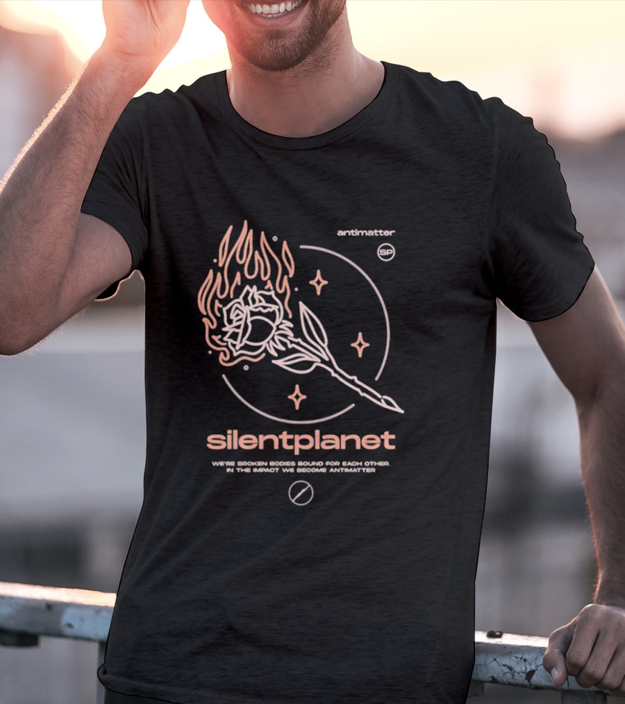 Silent Planet Antimatter Flaming Rose And Stars T-Shirt