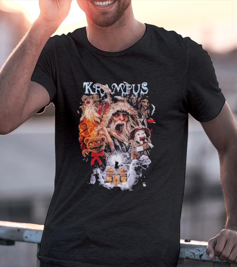 Krampus You Better Watch Out Holiday Horror Icons Christmas Monster Scene T-Shirt