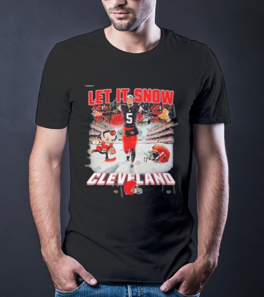 LET IT SNOW CLEVELAND BROWNS FOOTBALL HELMET T-Shirt