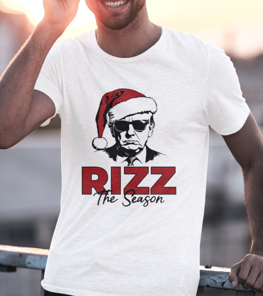 Rizz The Season Santa Hat Sunglasses Christmas T-Shirt