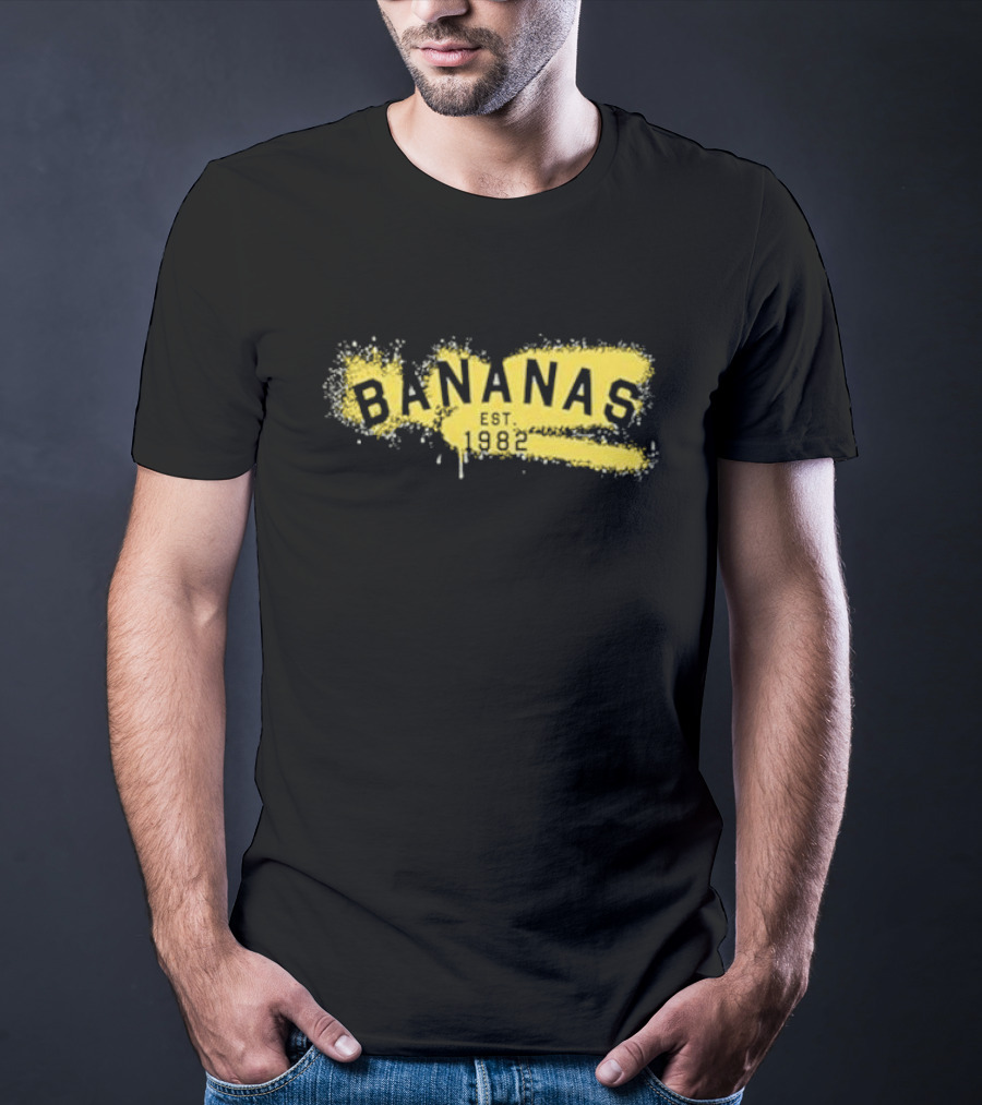 Bananas Est 1982 Vintage Graffiti Style Yellow Brushstroke T-Shirt