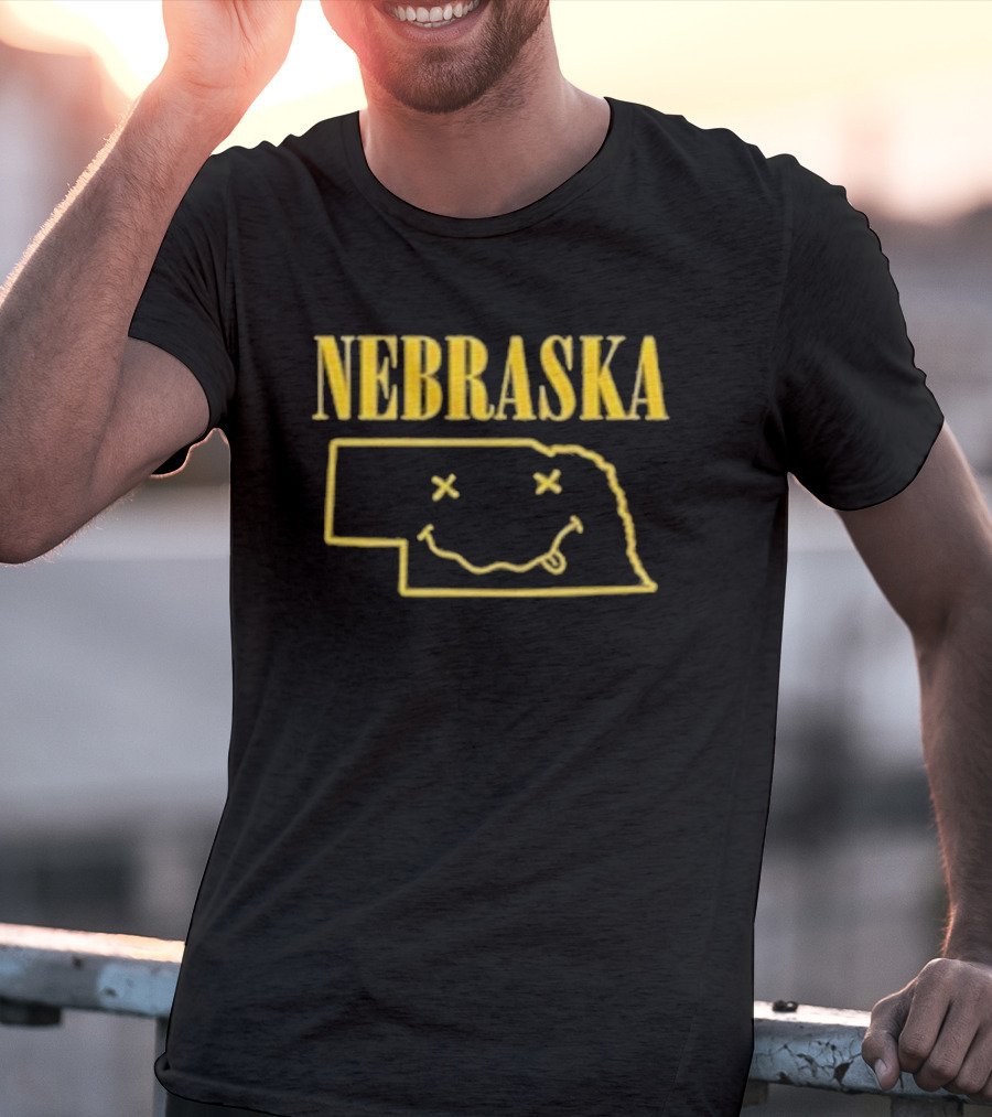 Nebraska Map With Smiley Face Iconic T-Shirt