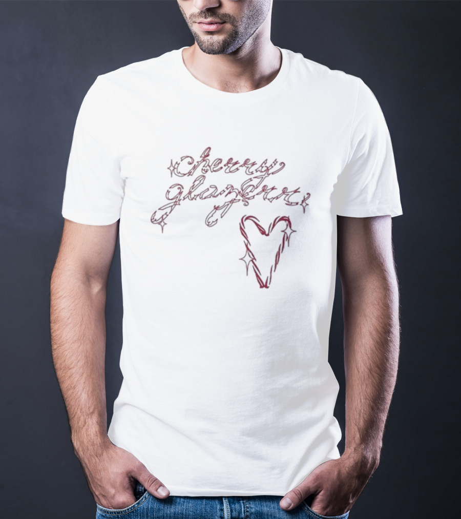 Cherry Glazerr Candy Cane Heart Sparkle Lettering T-Shirt