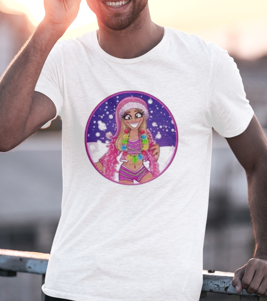 Merry Brittmas Wrestling Funny Christmas Outfit Santa Hat Cartoon T-Shirt