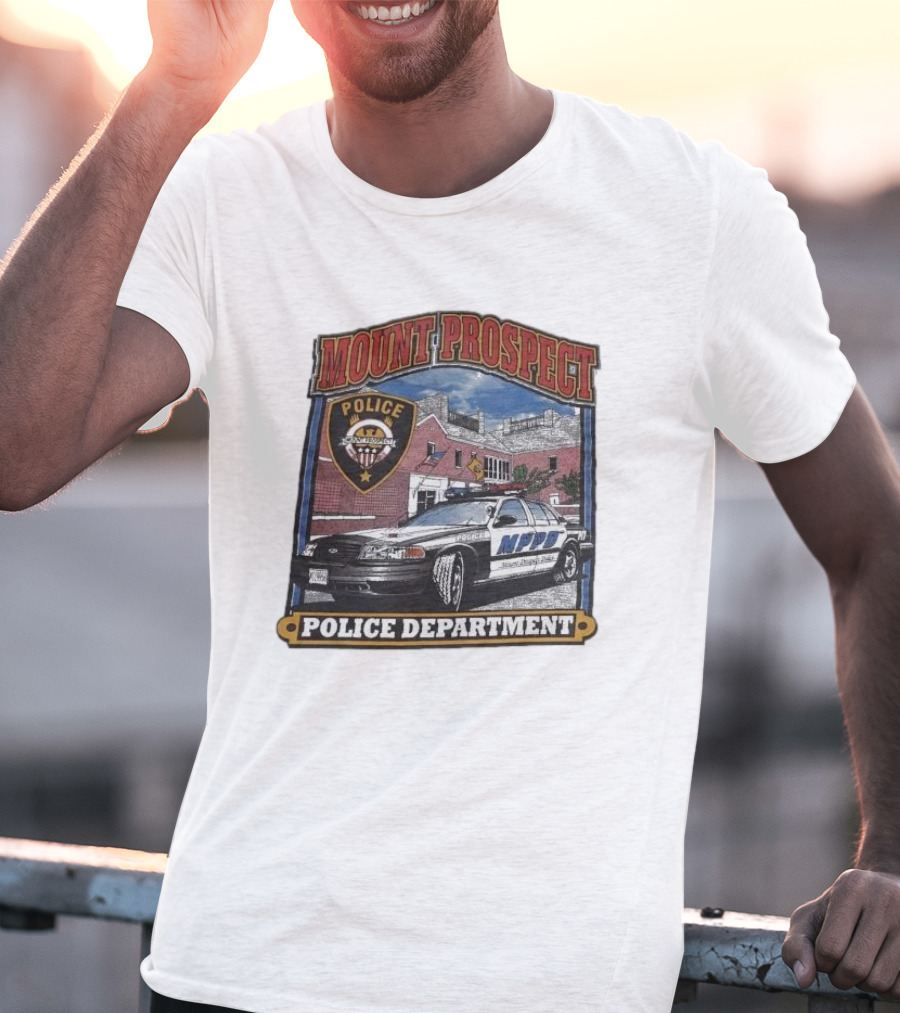 Mount Prospect Police Department Illinois Badge And Patrol Car T-Shirt