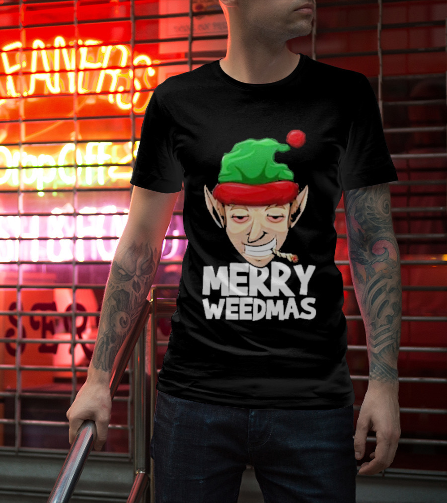 Merry Weedmas Elf Smoking 420 T-Shirt
