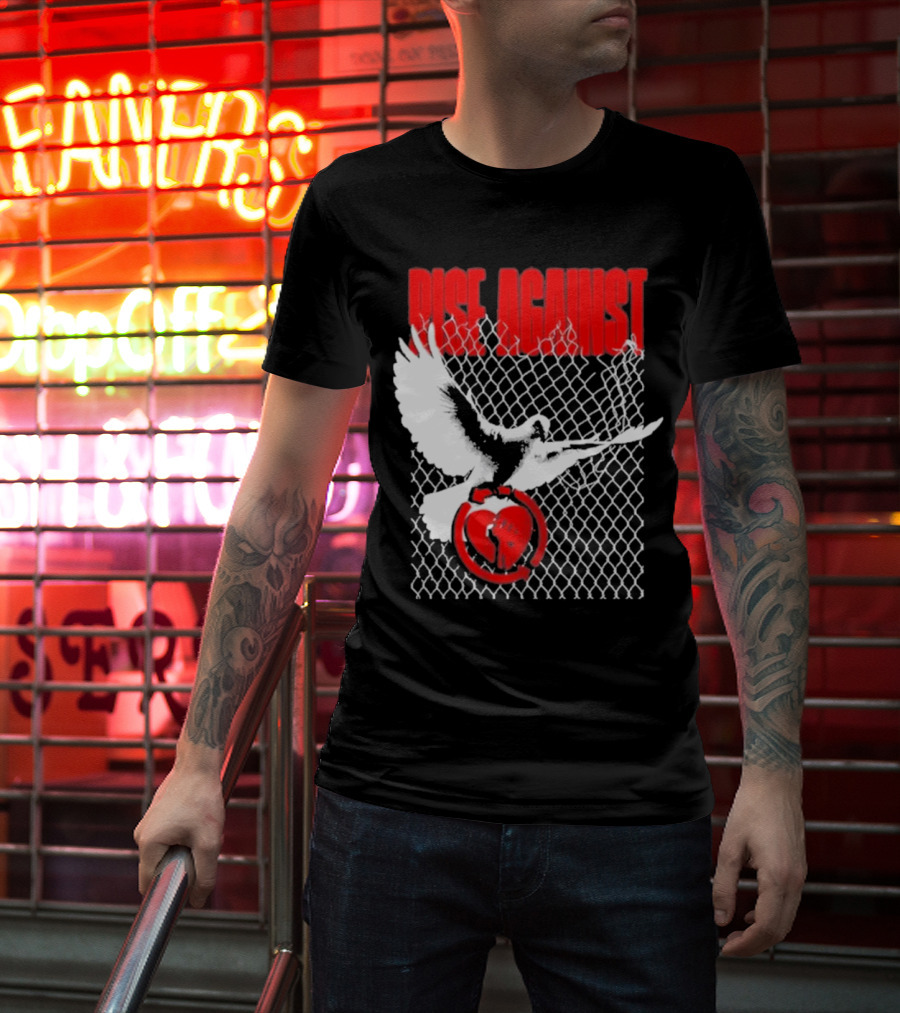 Rise Against Caged Dove Heart Symbol T-Shirt