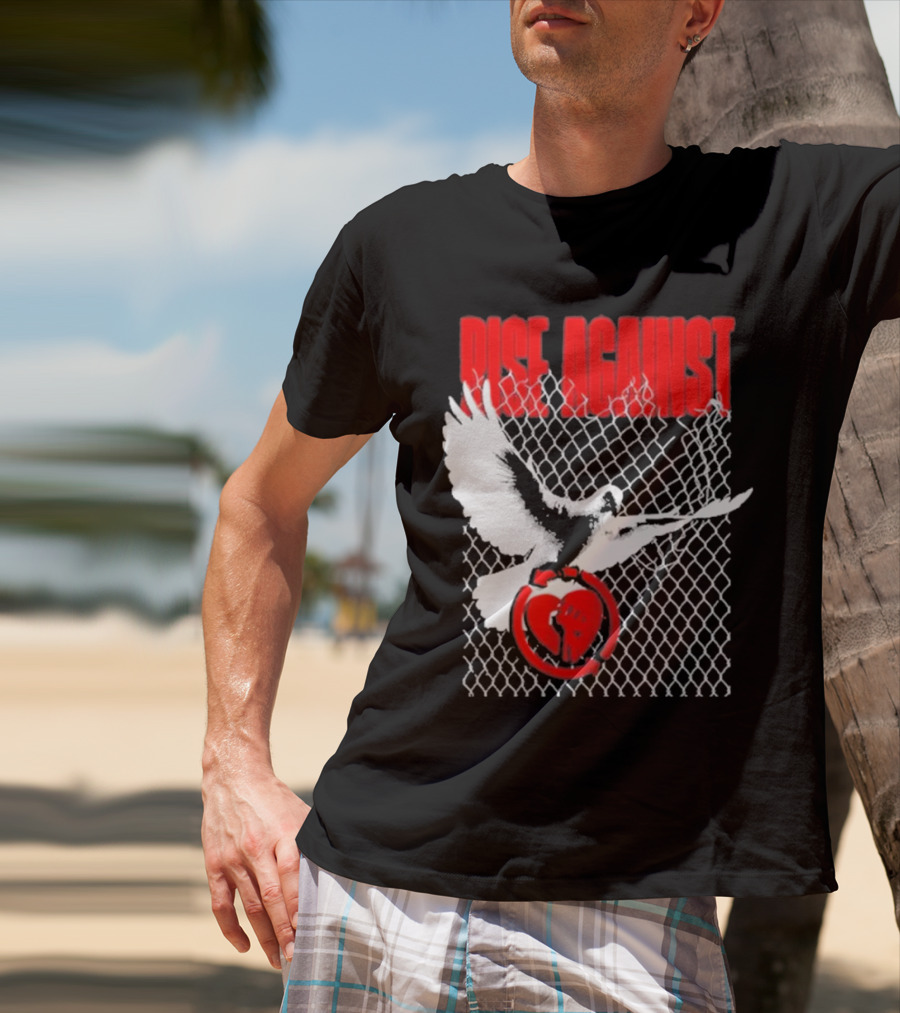 Rise Against Caged Dove Heart Symbol T-Shirt