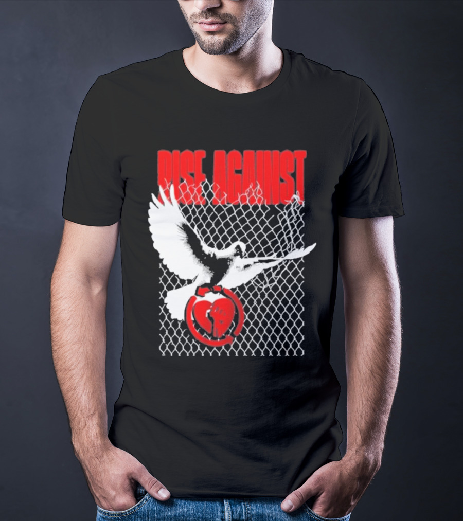 Rise Against Caged Dove Heart Symbol T-Shirt