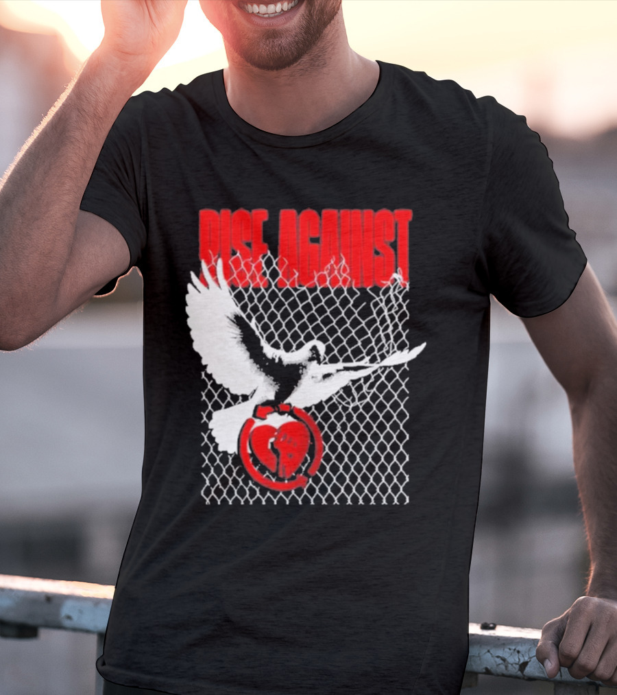Rise Against Caged Dove Heart Symbol T-Shirt