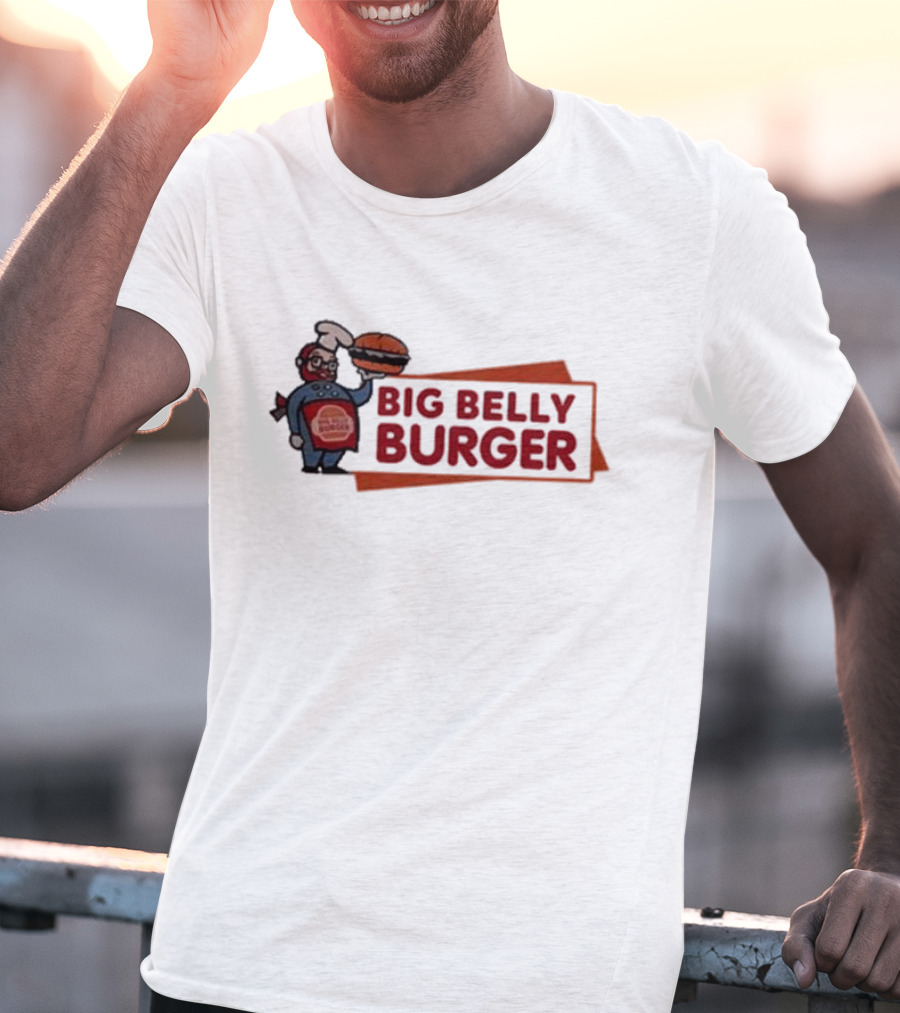 Big Belly Burger Logo With Chef Holding Burger T-Shirt