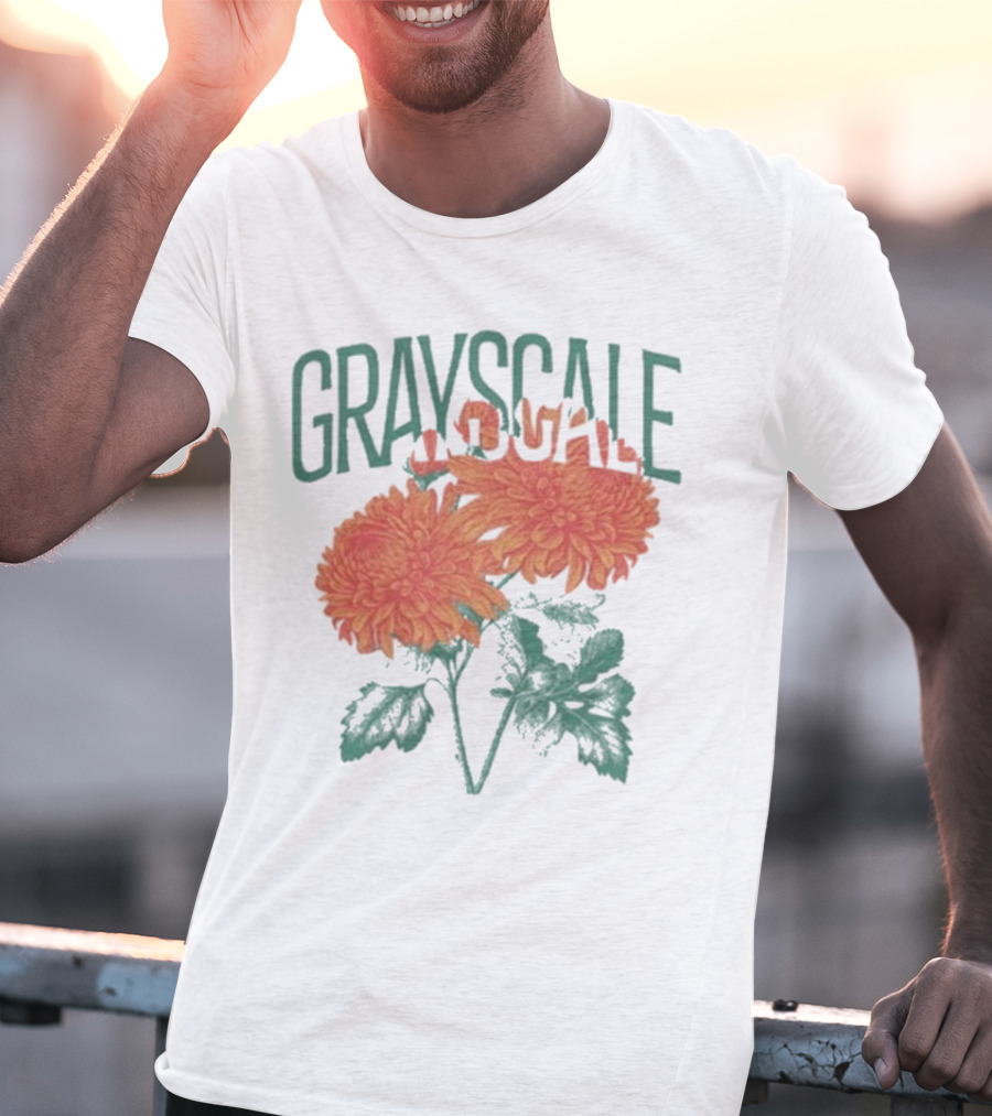 Grayscale Vintage Flower Logo T-Shirt