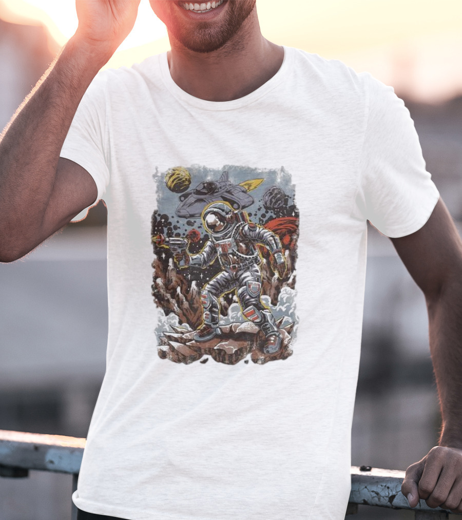 Space Saga Vintage Astronaut Adventure With Retro Planets And Spaceship T-Shirt