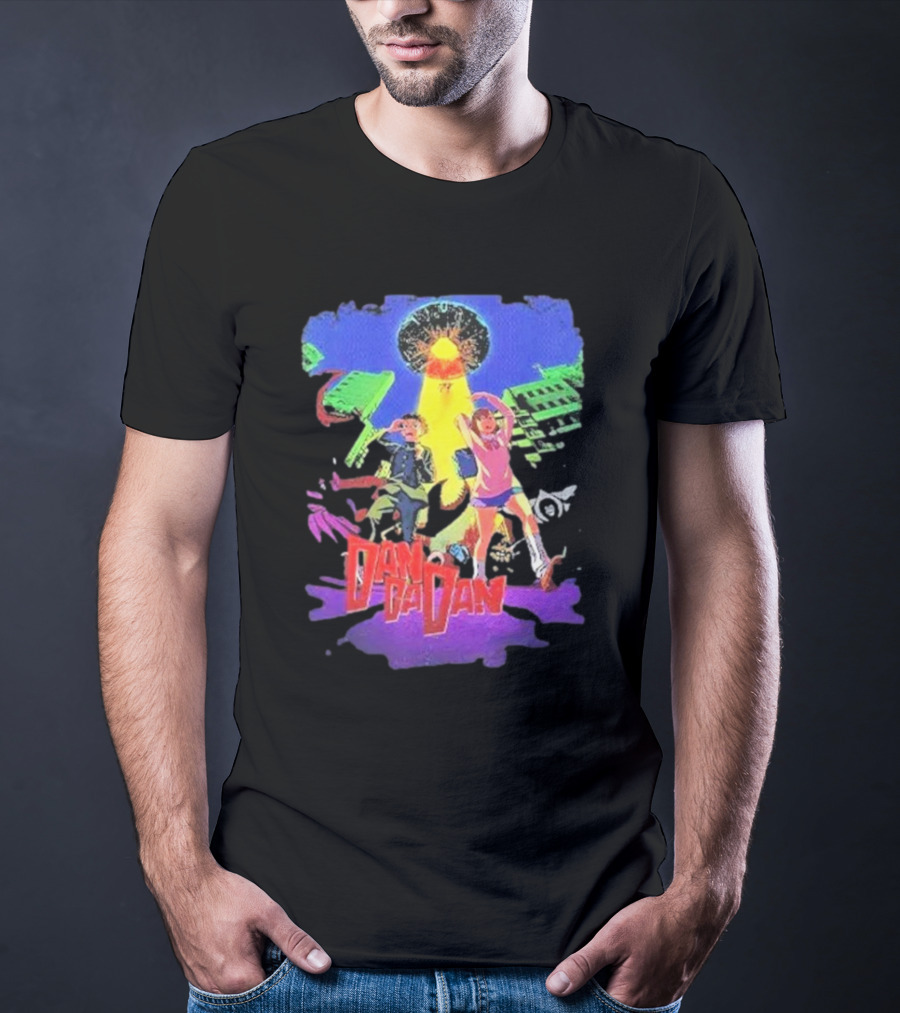 Dan Da Dan Manga Anime UFO Adventure Neon Colors T-Shirt