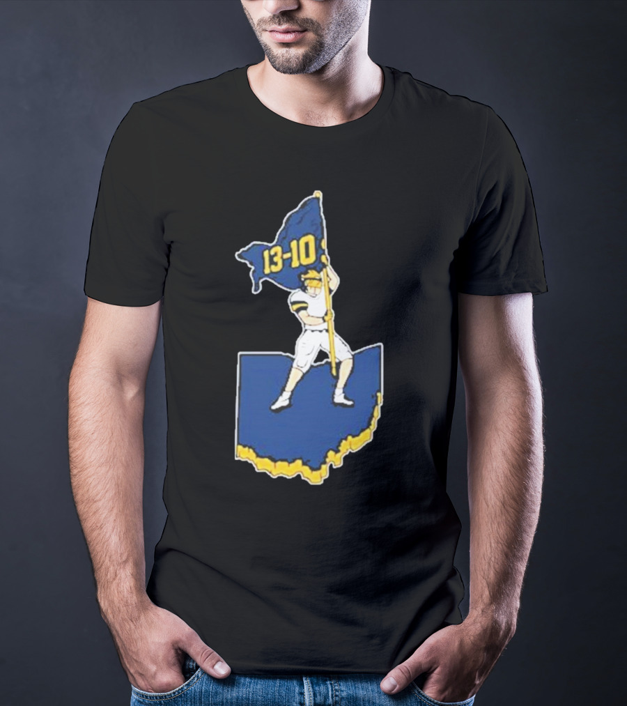 13-10 Michigan Flag Football Victory Over Ohio Outline T-Shirt