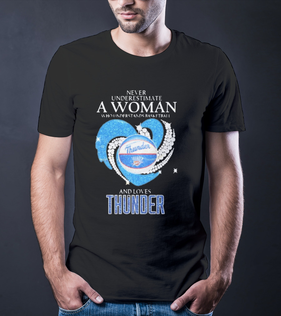 Never Underestimate A Woman Who Understands Basketball And Loves Oklahoma City Thunder T-Shirt
