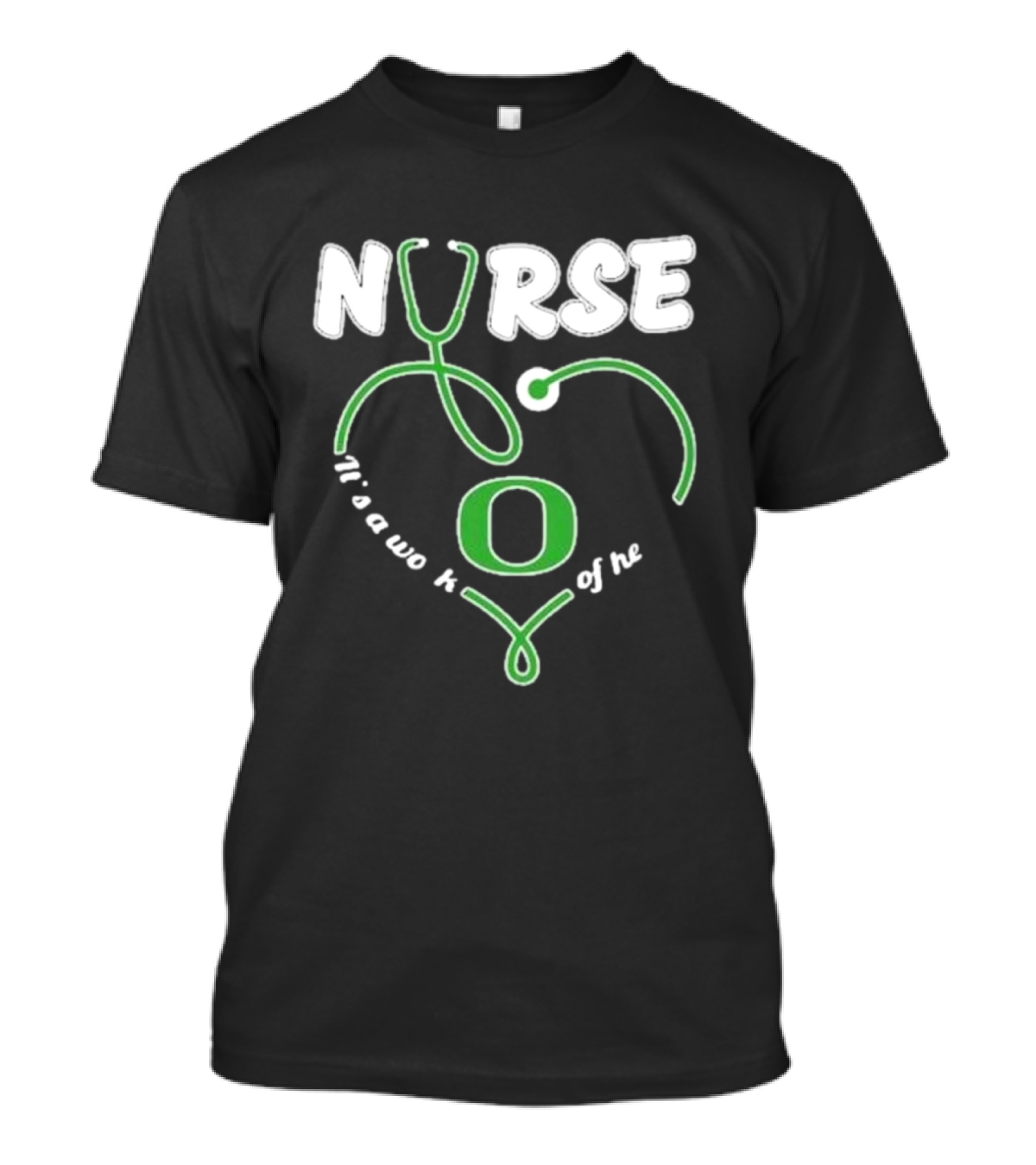Oregon Ducks Nurse It’s A Work Of Heart Stethoscope T-Shirt