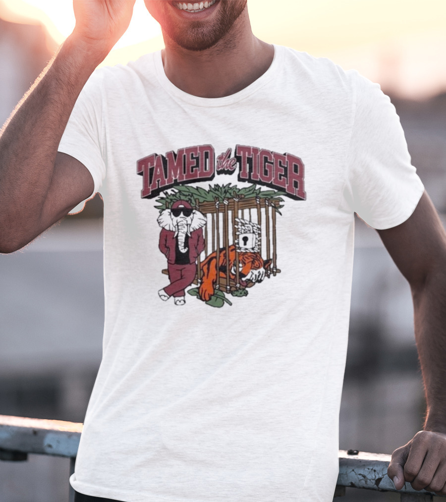 Tamed The Tiger Alabama Football Rivalry Elephant And Caged Tiger T-Shirt