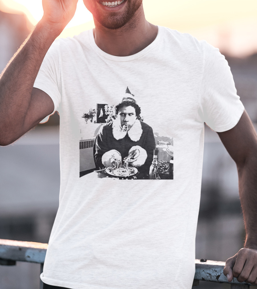 Elf Eating Spaghetti Christmas T-Shirt