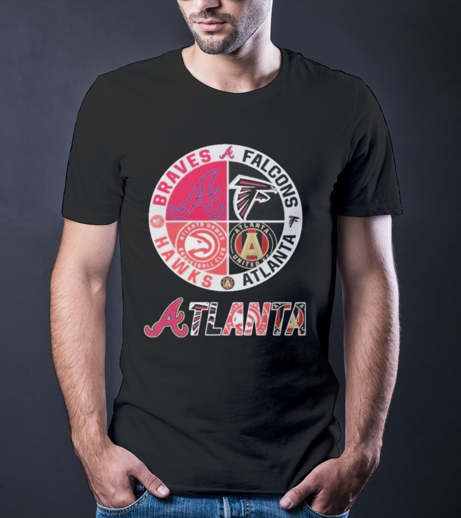 Atlanta Braves Falcons Hawks United FC Logos T-Shirt