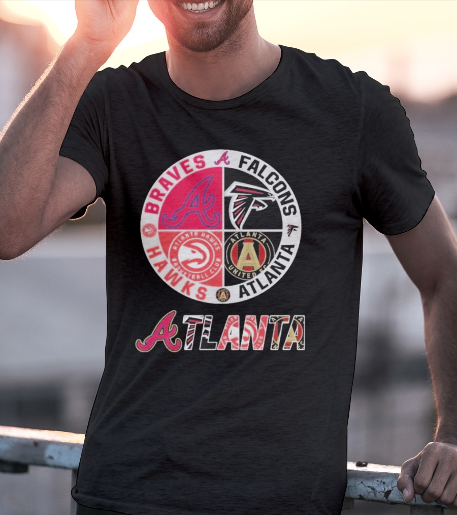 Atlanta Braves Falcons Hawks United FC Logos T-Shirt