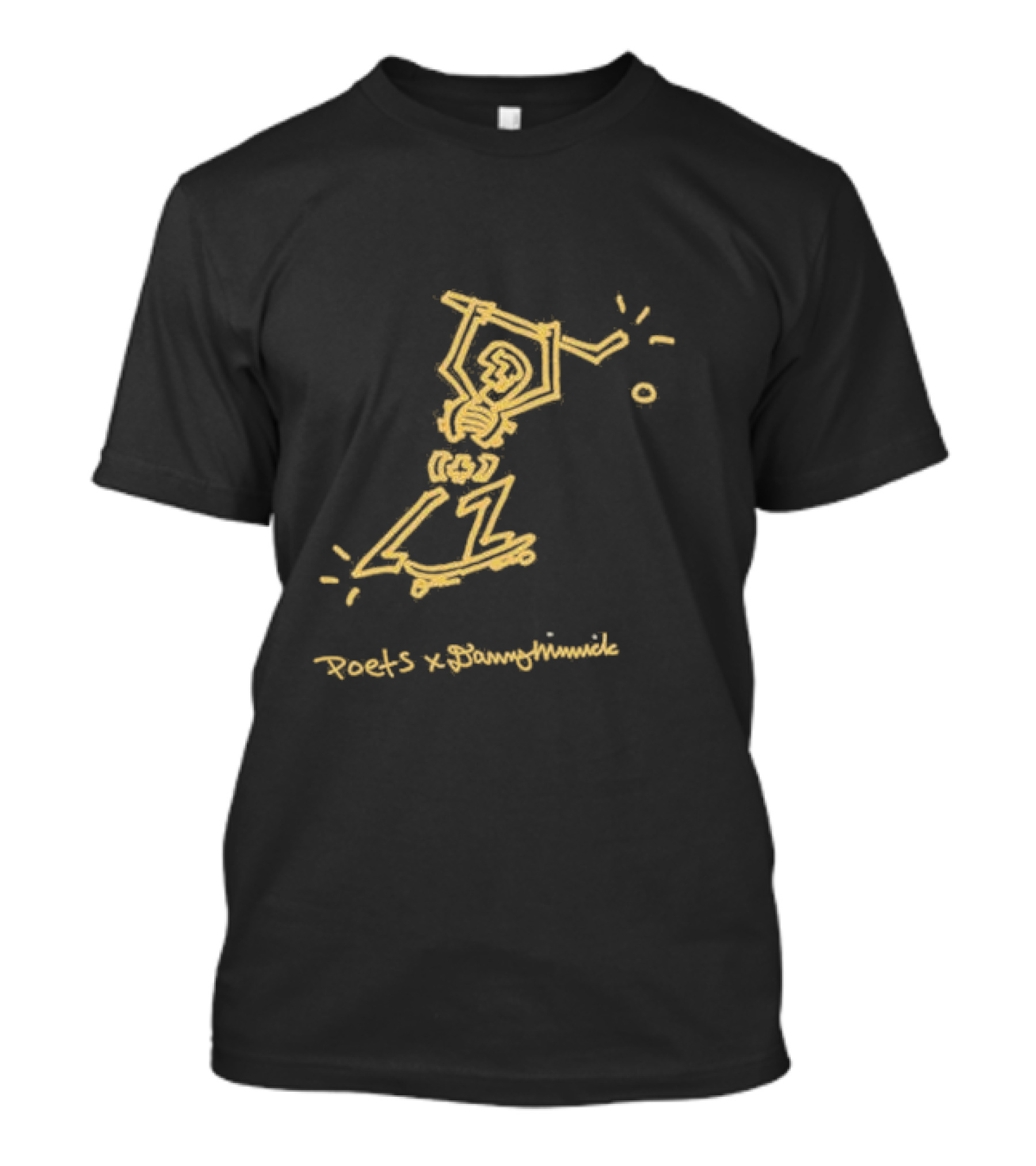 Poets X Danny Minnick Skateboard Skeleton Gold Print T-Shirt