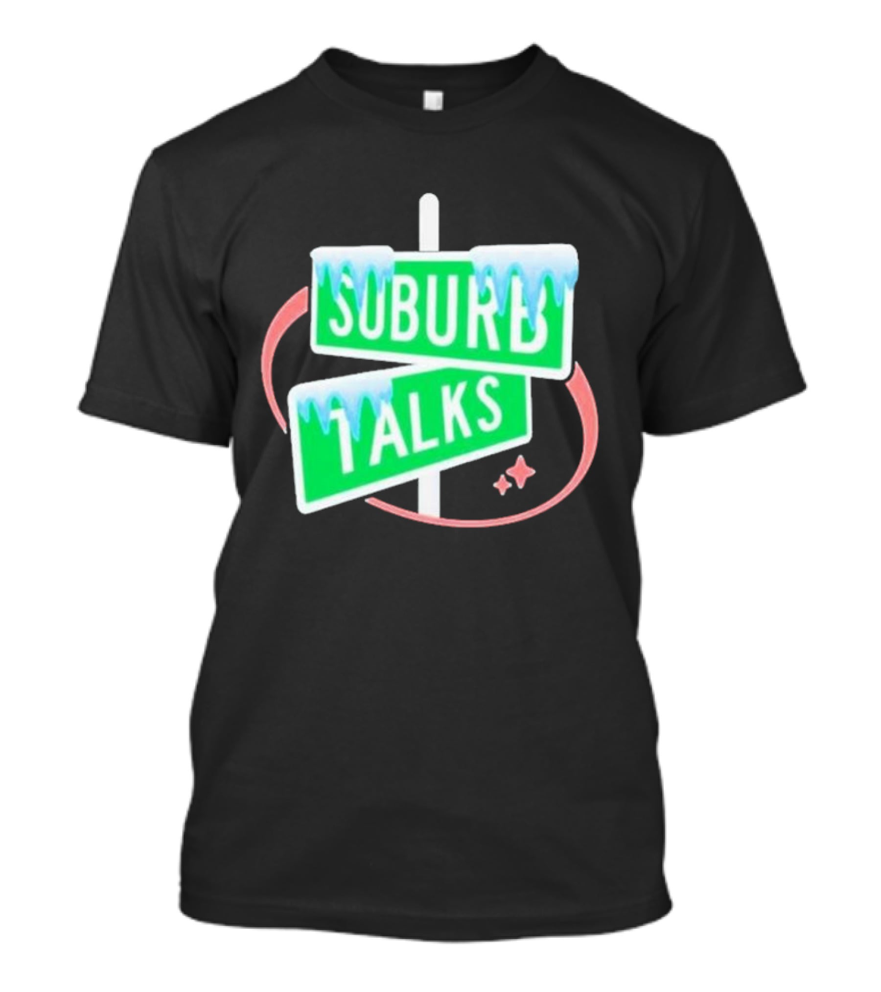 Suburb Talks Snowy Street Signs Christmas T-Shirt
