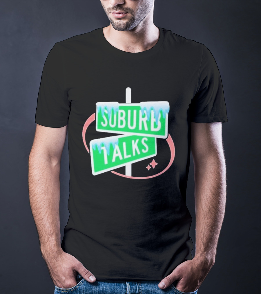 Suburb Talks Snowy Street Signs Christmas T-Shirt