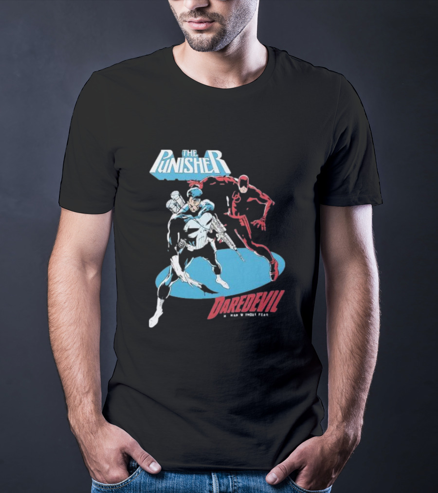 The Punisher Versus Daredevil The Man Without Fear Showdown Iconic Comic Heroes T-Shirt