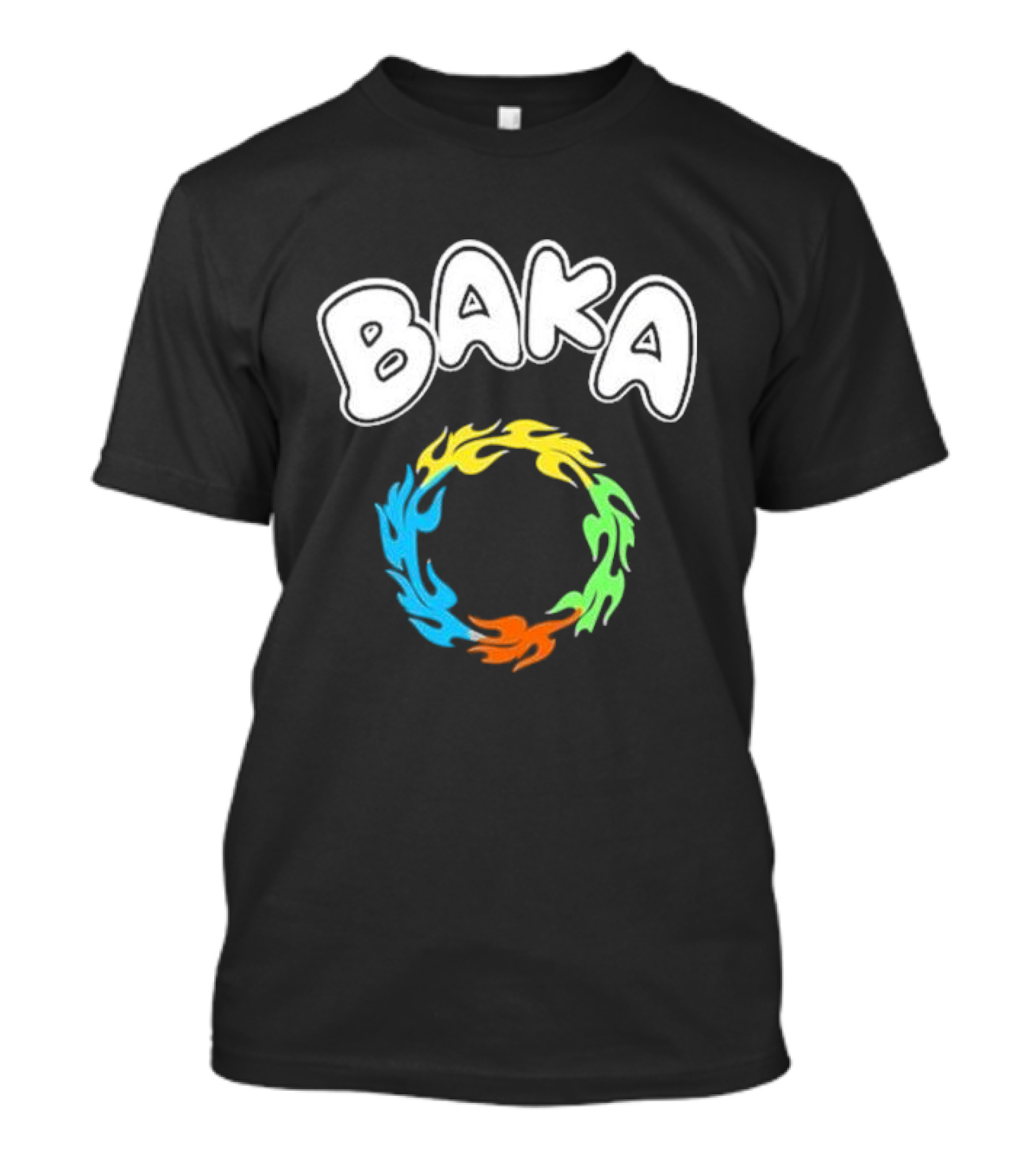 BAKA Colorful Flame Ring Burst T-Shirt