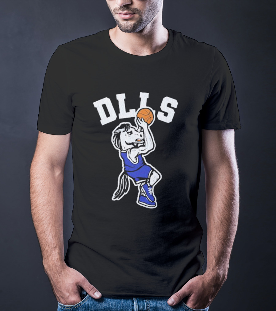DLLS Basketball Horse Player In Blue Jersey T-Shirt