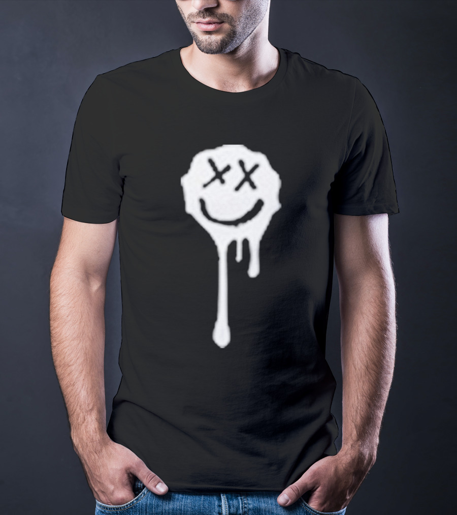 Olive Drip Smiley Face With Nirvana T-Shirt