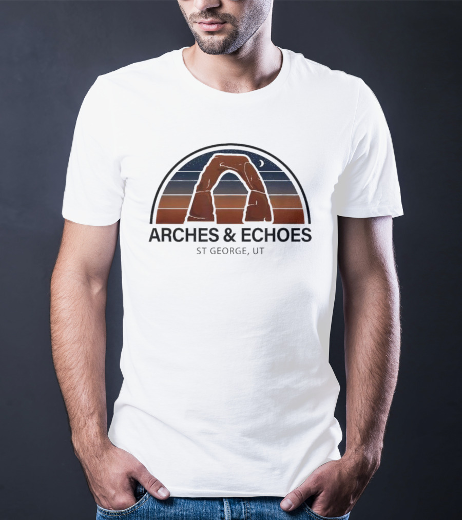 ARCHES ECHOES ST GEORGE UTAH RED ROCK NIGHT SKY MOON T-Shirt