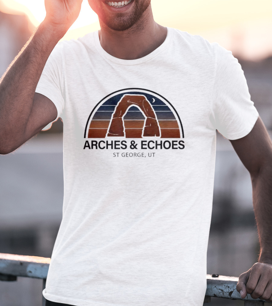 ARCHES ECHOES ST GEORGE UTAH RED ROCK NIGHT SKY MOON T-Shirt
