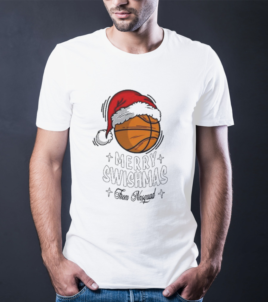 Merry Swishmas From Nnsquad Basketball Santa Hat T-Shirt