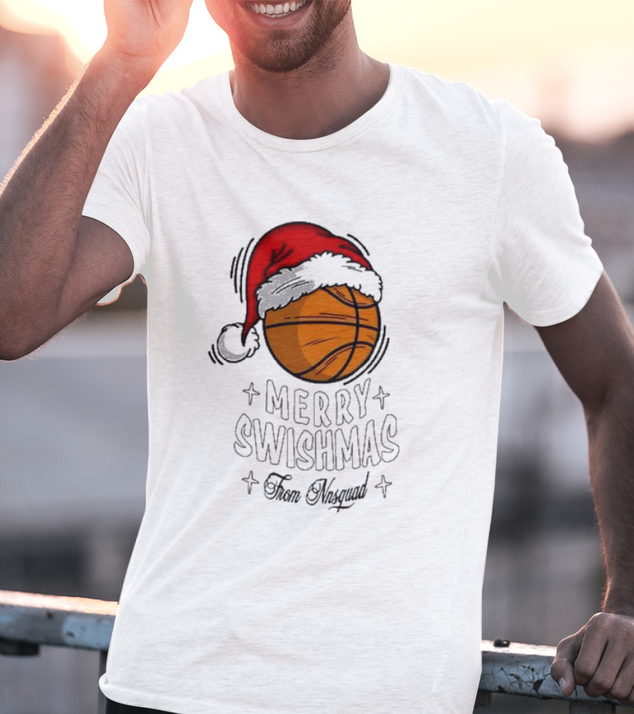 Merry Swishmas From Nnsquad Basketball Santa Hat T-Shirt