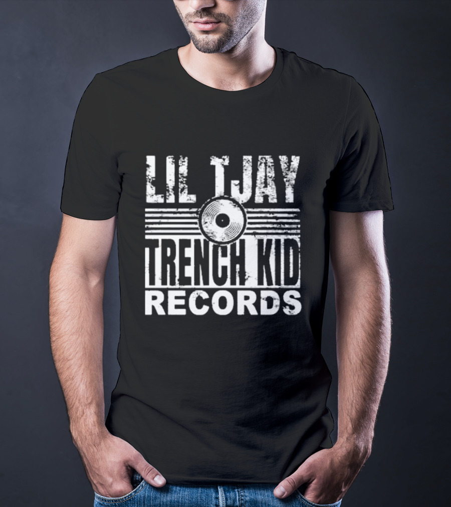 Lil Tjay Trench Kid Records Vintage Vinyl T-Shirt
