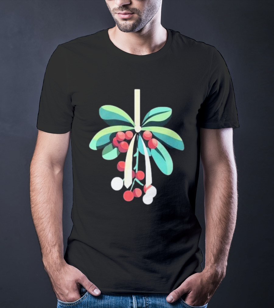Mistletoe Nimbus Christmas Holiday Festive Greenery Berries T-Shirt